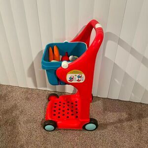 Kids Pretend Play Grocery Cart + Toy Food